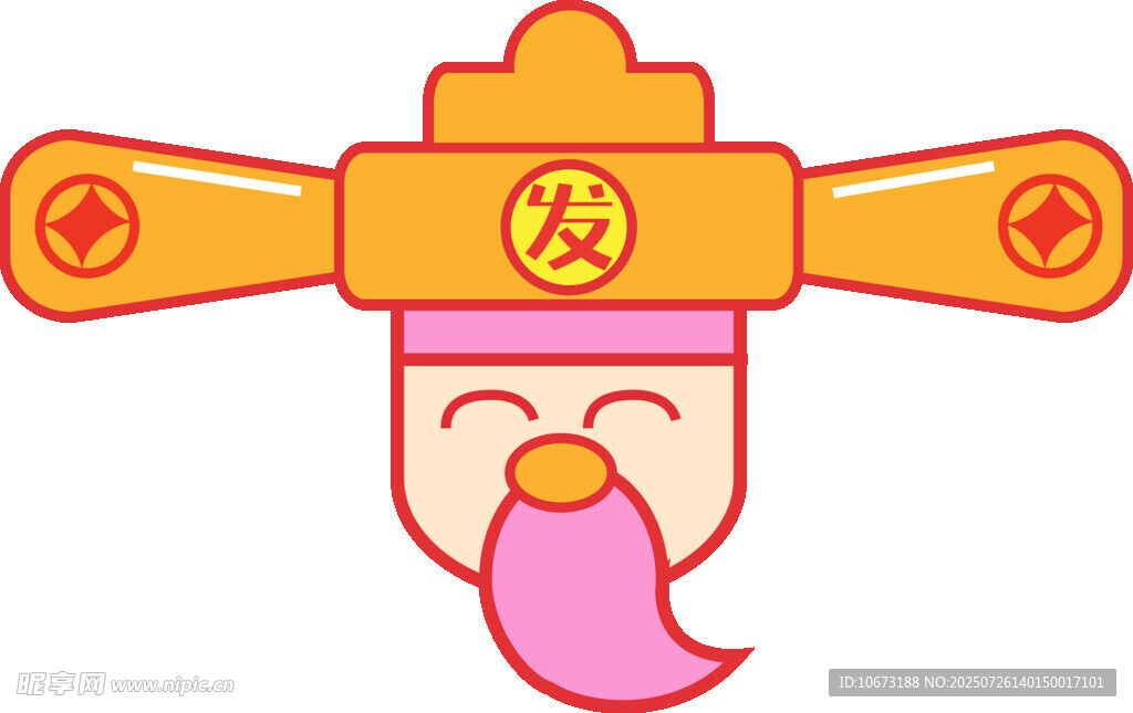 卡通财神形象吐舌卖萌
