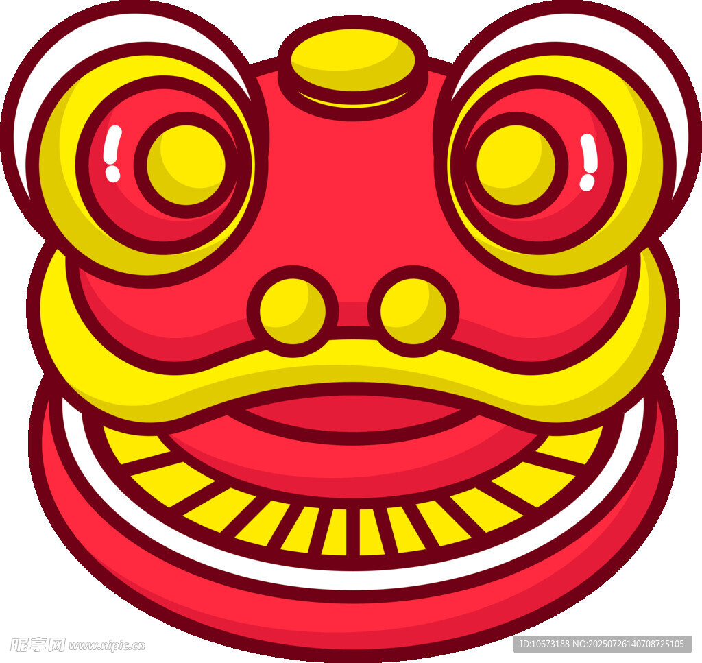 卡通风格红色舞狮头形象