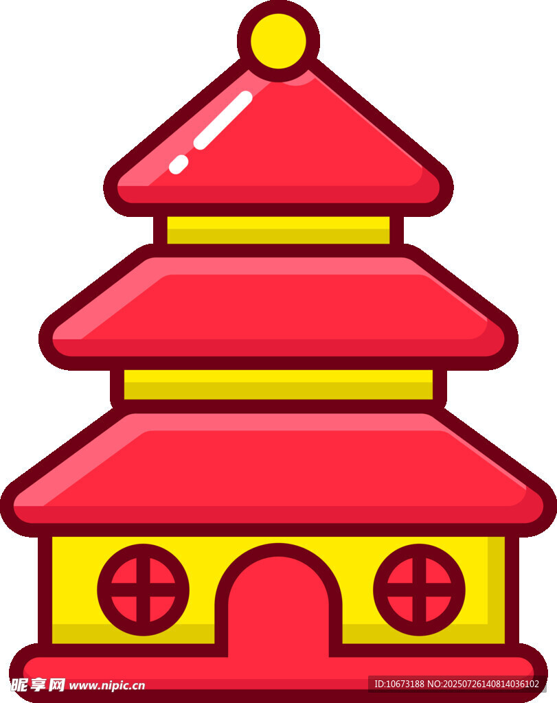 中式宝塔建筑插画