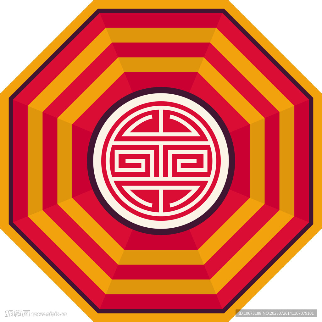 中式八角福寿图案设计