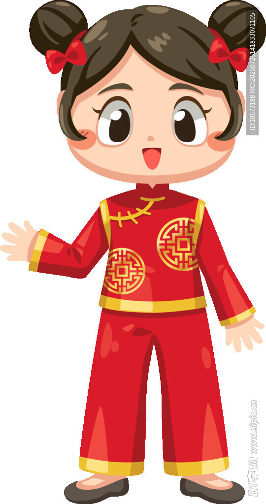 喜庆红衣小女孩形象