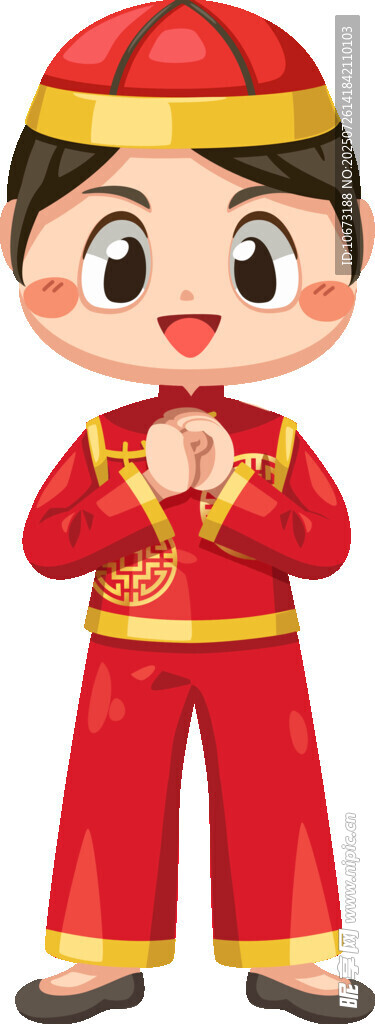 喜庆红衣卡通小童子