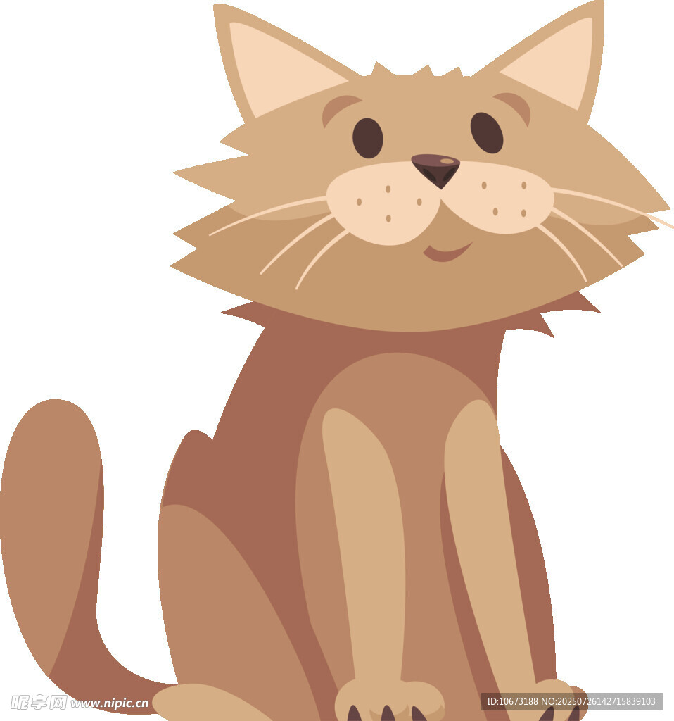 可爱棕色猫咪插画