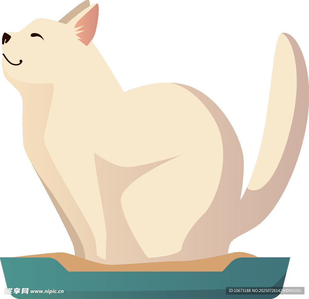 可爱猫咪蹲坐猫砂盆中