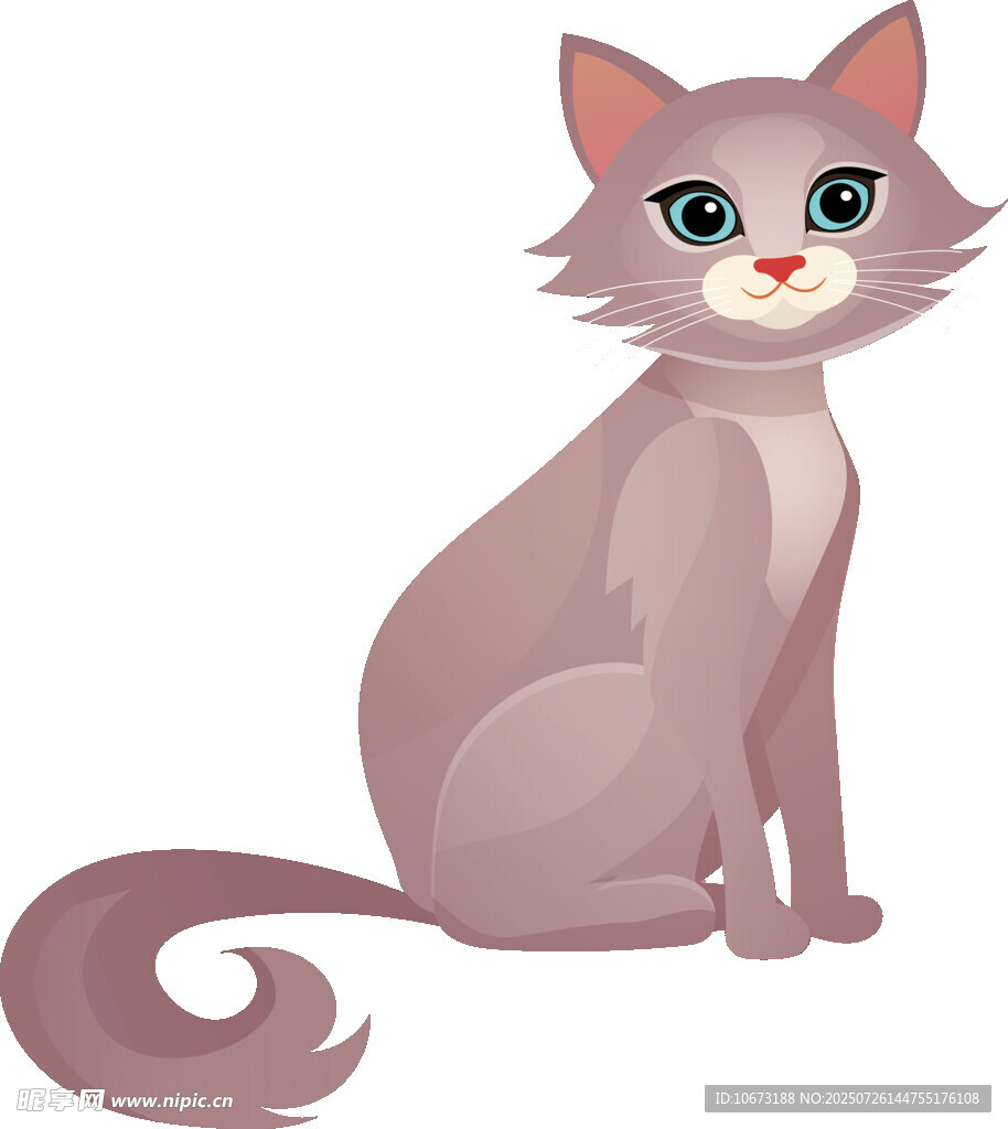 坐着的可爱浅紫色猫咪