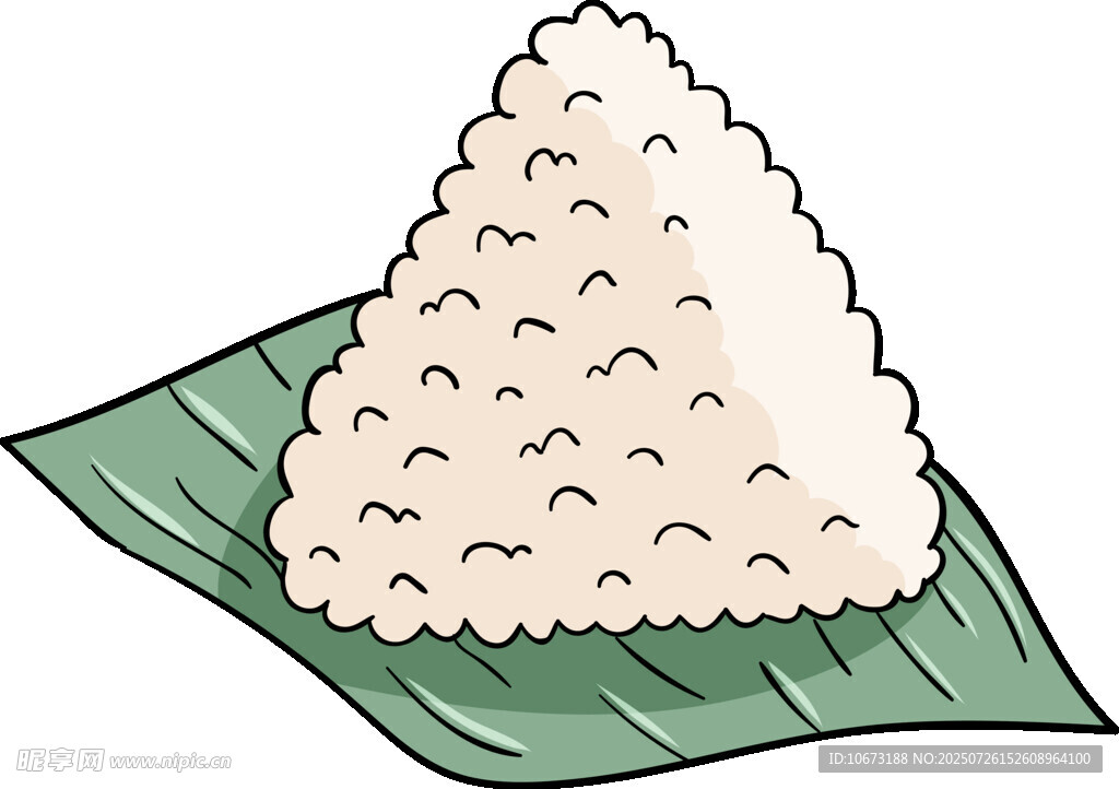 三角饭团置于绿叶上