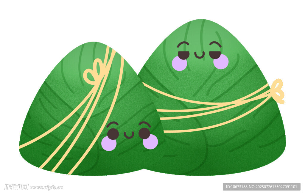 可爱卡通粽叶包裹的粽子