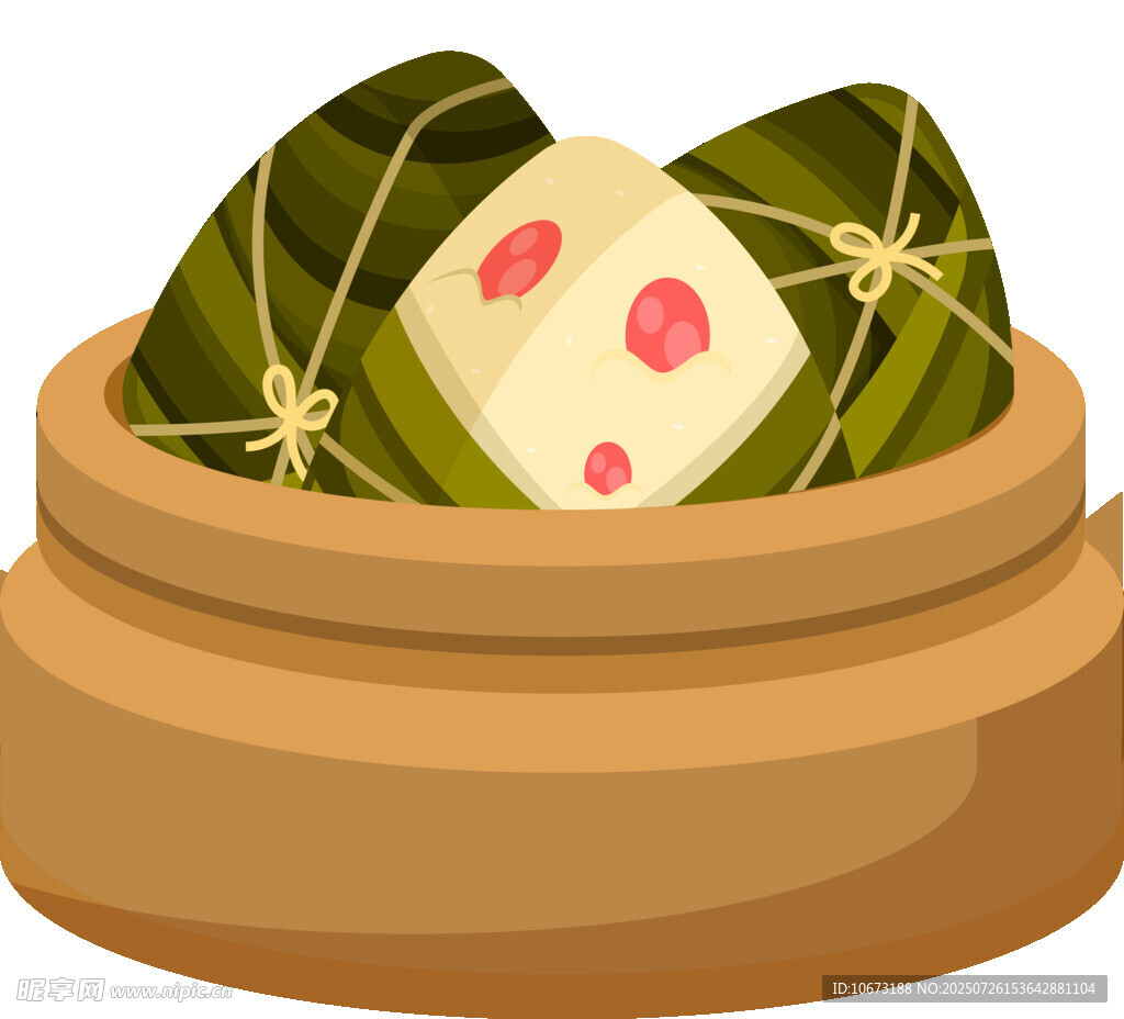 竹制容器中的美味粽子