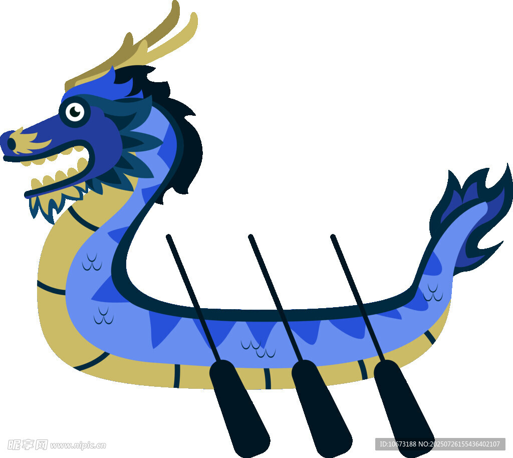 蓝色龙舟插画