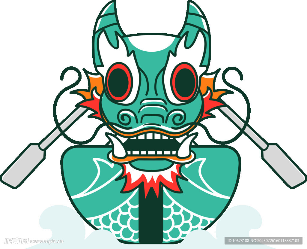 传统龙舟头形象插画