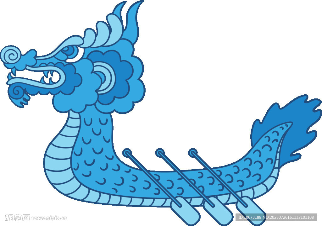 蓝色卡通龙舟形象