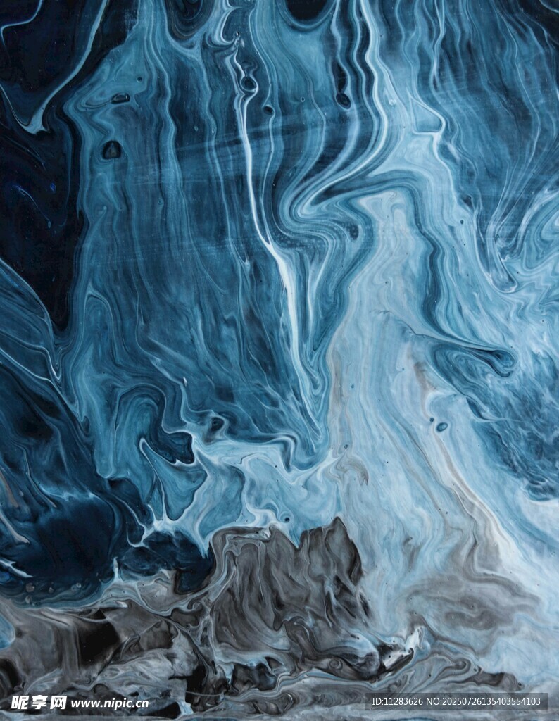 梦幻蓝色流体艺术画面