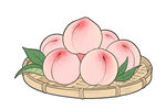 竹盘上的鲜嫩水蜜桃 简笔画