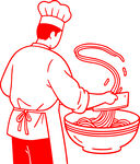 厨师专注制作面条场景刀削面