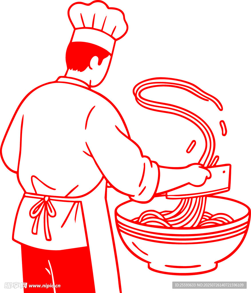 厨师专注制作面条场景刀削面