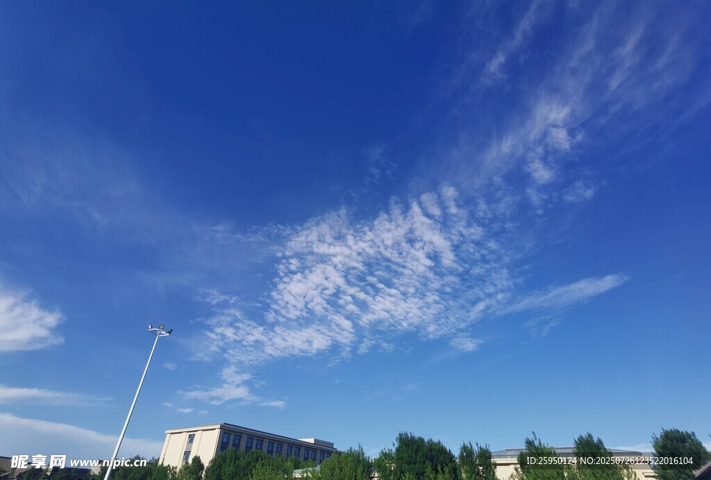 晴朗蓝天与城市景观