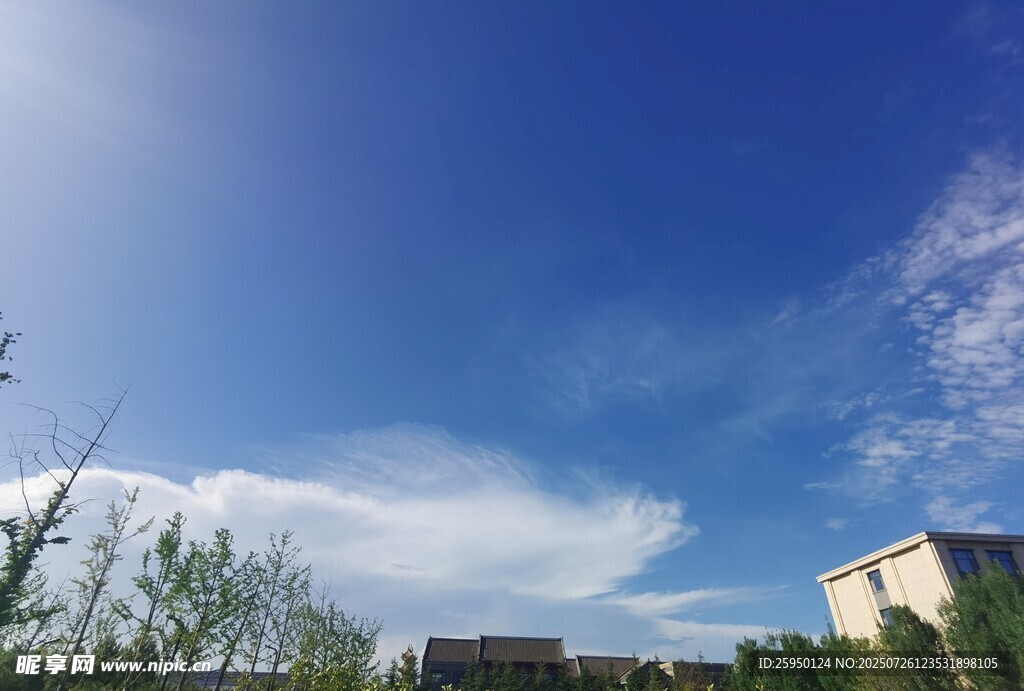 晴朗蓝天与城市建筑景观