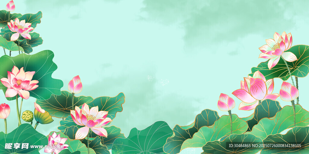 荷叶荷花背景