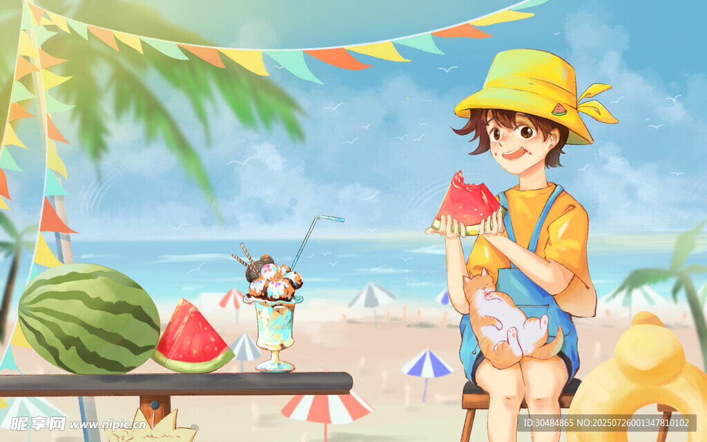 夏天海滩插画