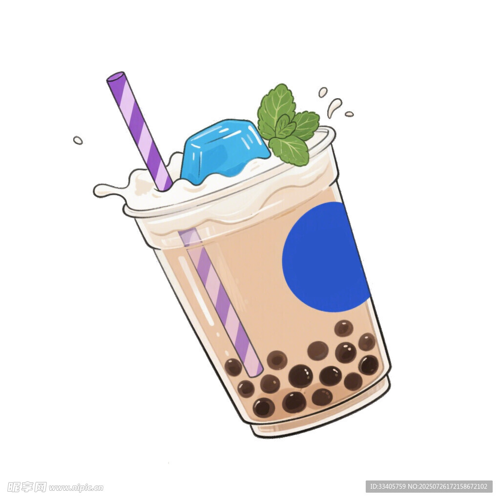 卡通风格珍珠奶茶插画