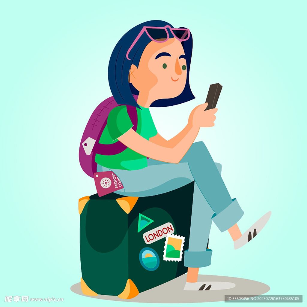 女孩玩手机