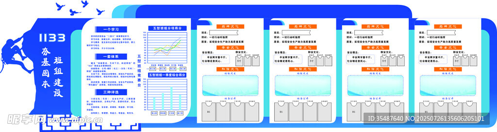蓝色  卡通 文化墙