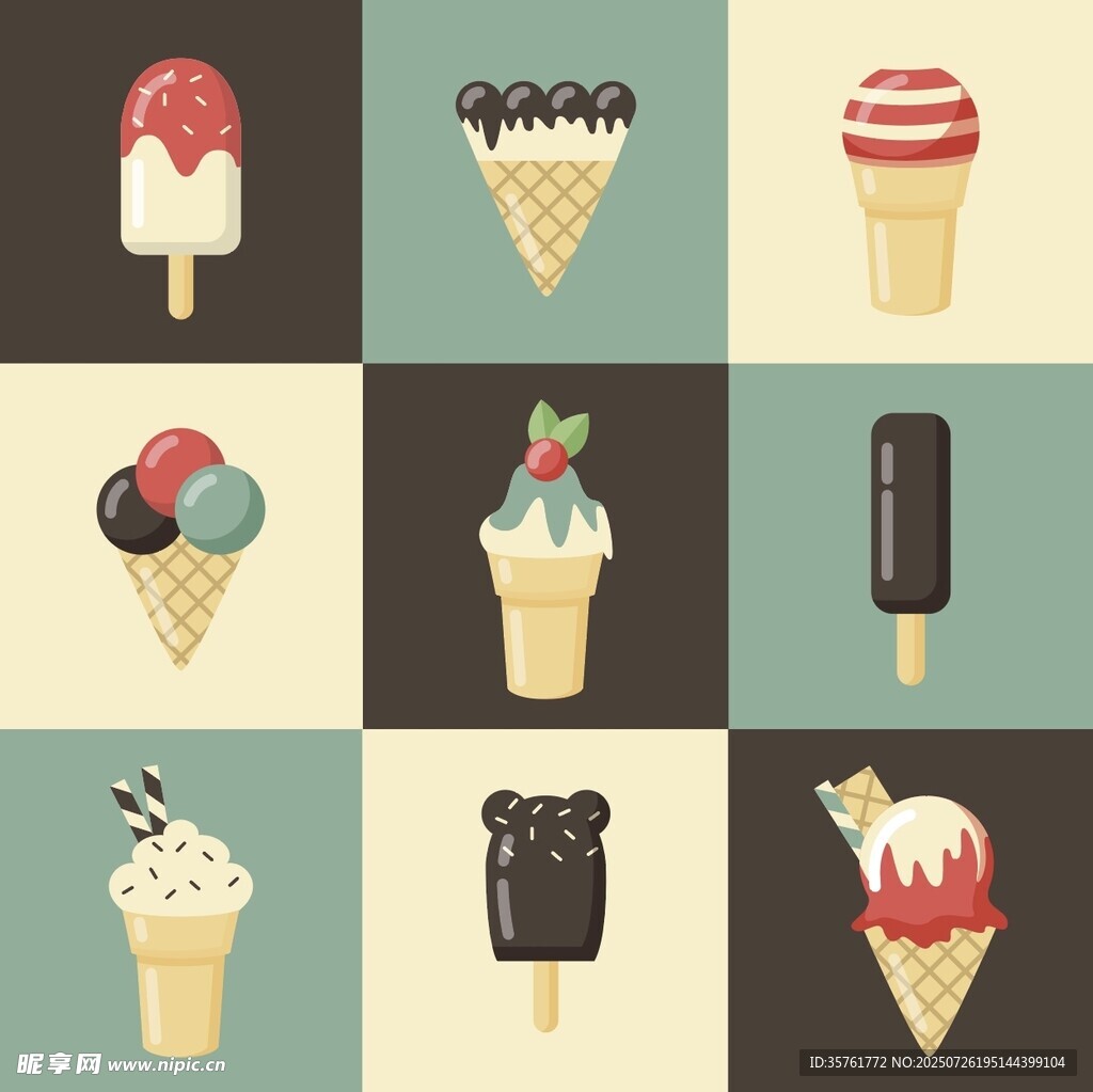 多彩冰淇淋图案集合