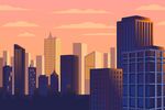黄昏下的繁华都市景观