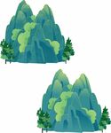 卡通风格的翠绿山峦景观