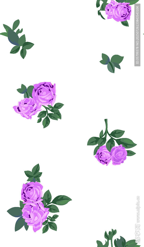 紫色玫瑰花卉图案设计