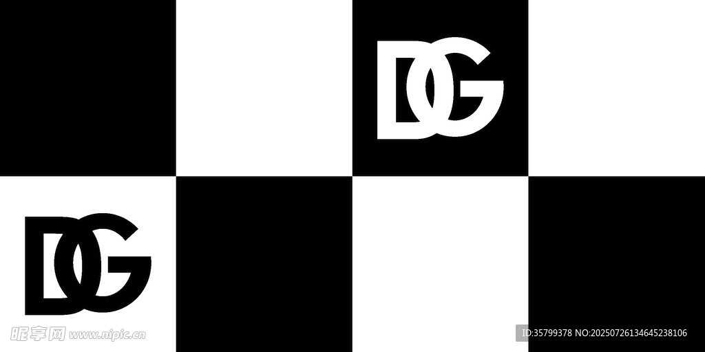 黑白棋盘格DG标志图案