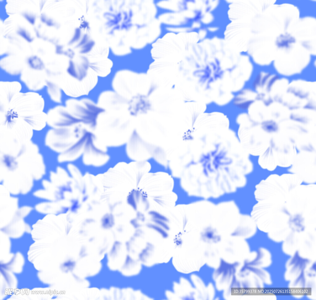 蓝底白花图案纹理