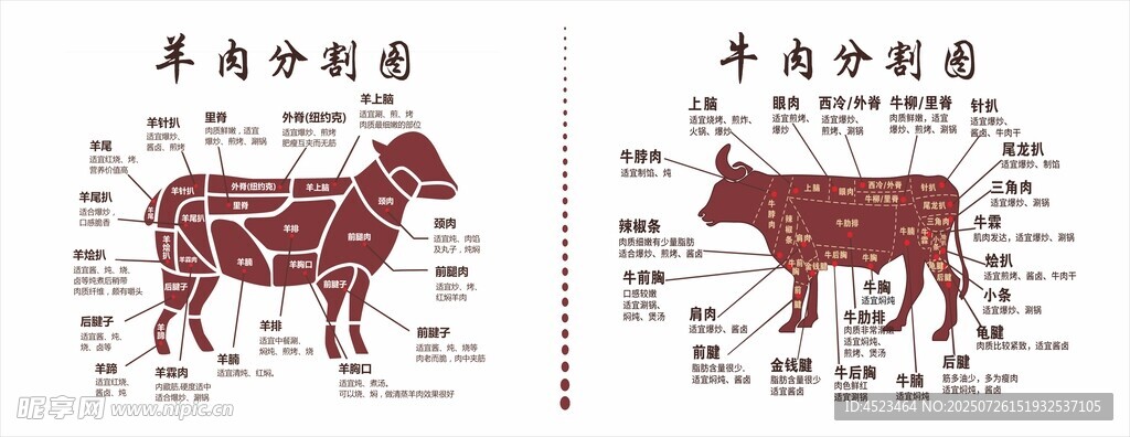 牛羊身体部位分割示意图