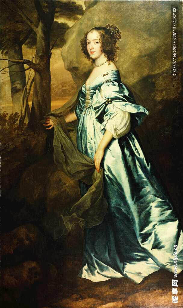 古典优雅的长裙女士画像