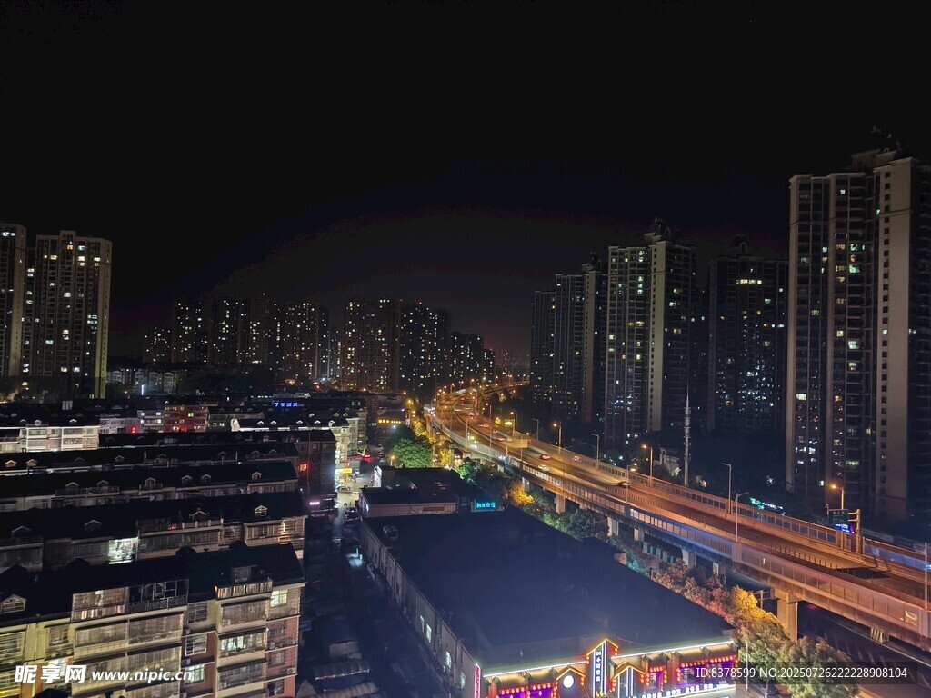 城市夜景中的繁华街道