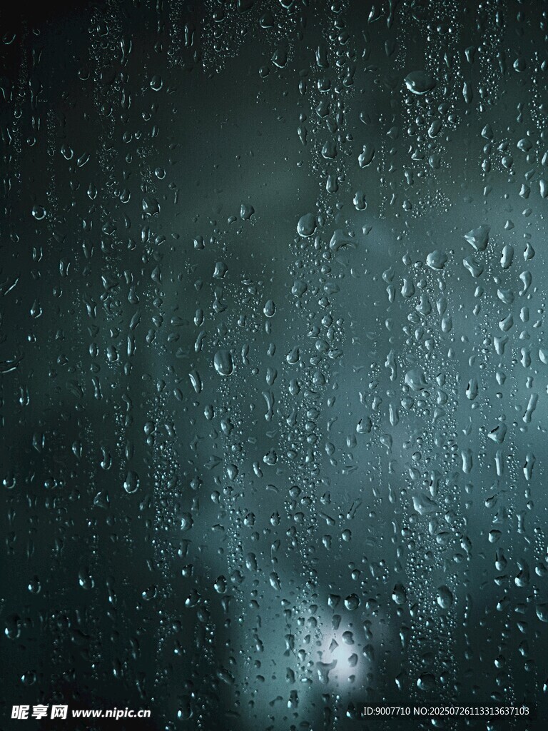 雨夜车窗 细密雨滴景象