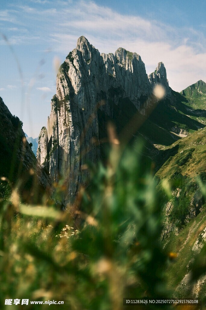 巍峨山峰与葱郁植被