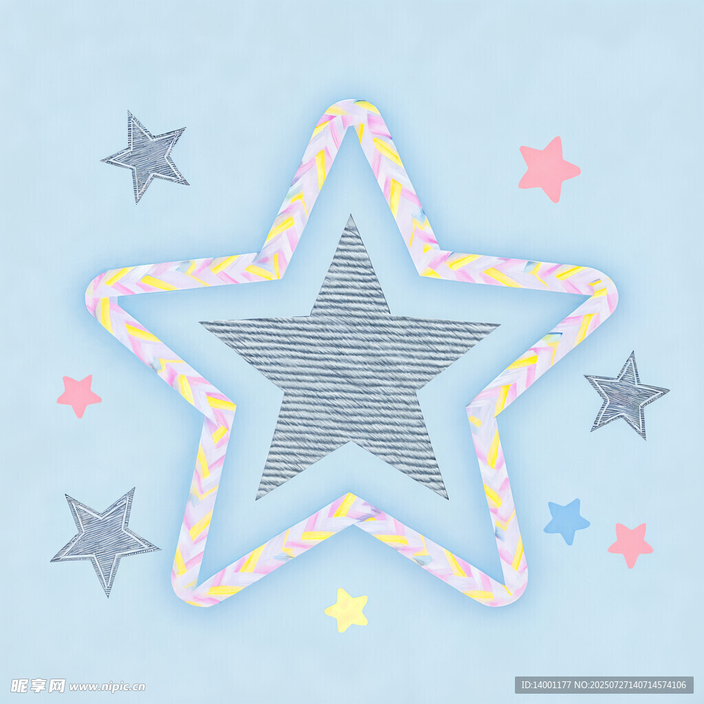 水粉画笔触的星星
