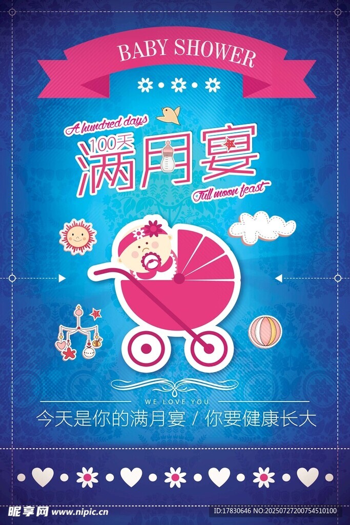 满月宴宝宝主题海报