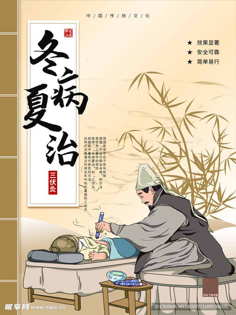 古代中医冬病夏治场景图