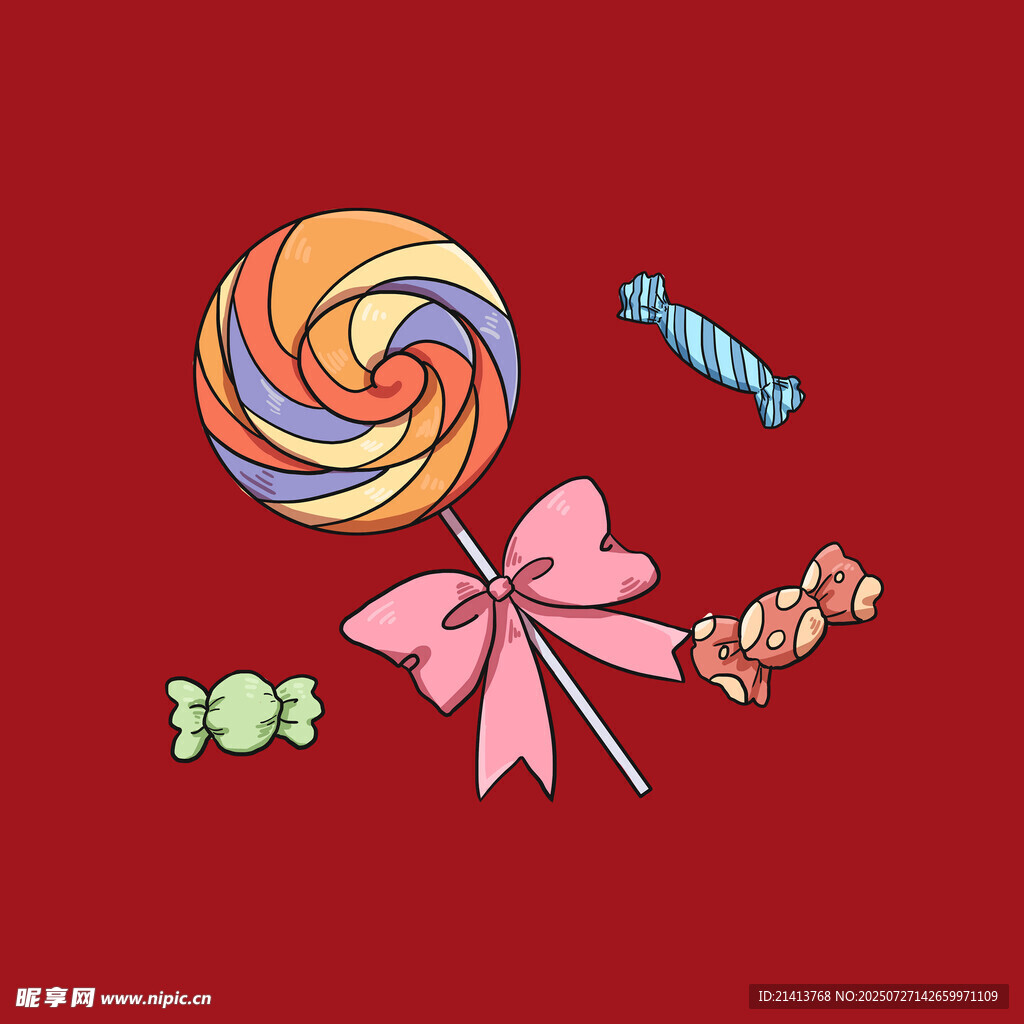多彩棒棒糖与糖果组合