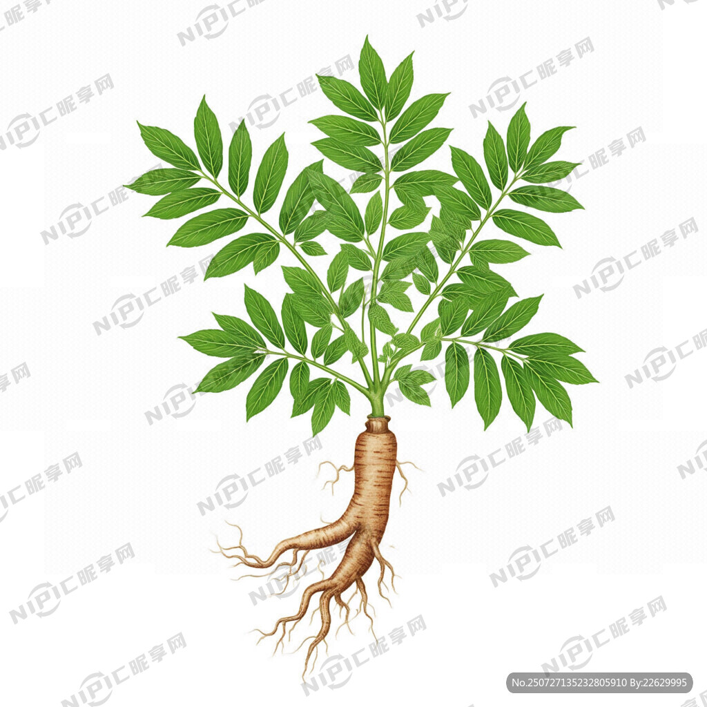 白色背景一株的黄芪