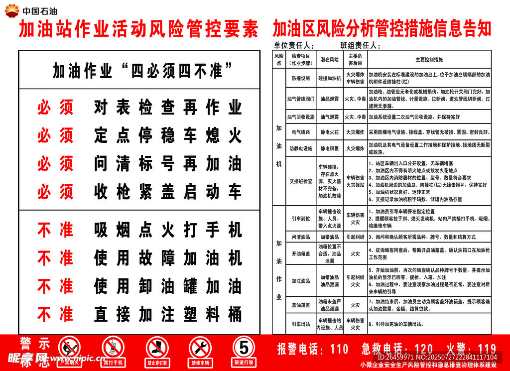 加油区 四准 四不准 风险管控
