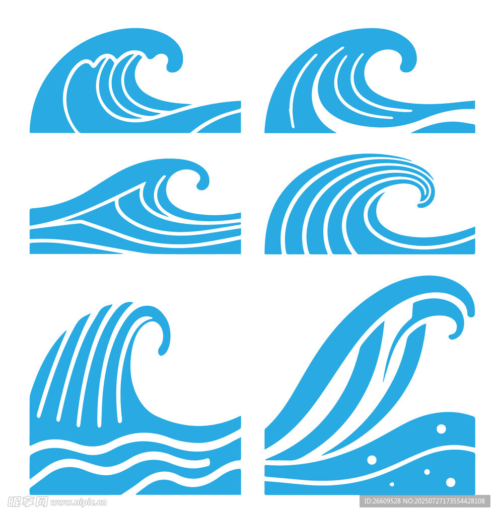 多样蓝色海浪