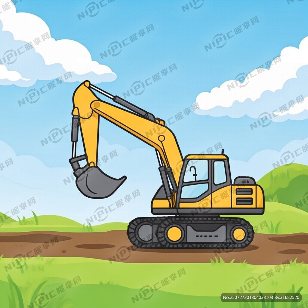 挖掘机 卡通 完整正侧面 挖机