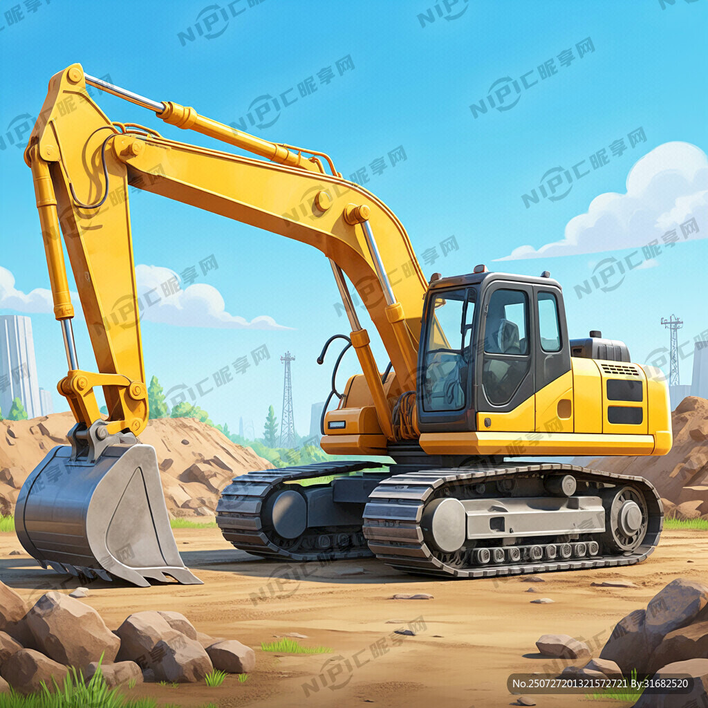挖掘机 卡通 完整正侧面 挖机