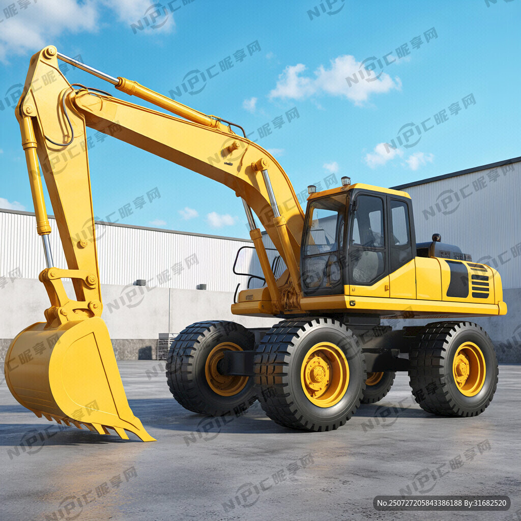 挖掘机 卡通 完整正侧面 挖机