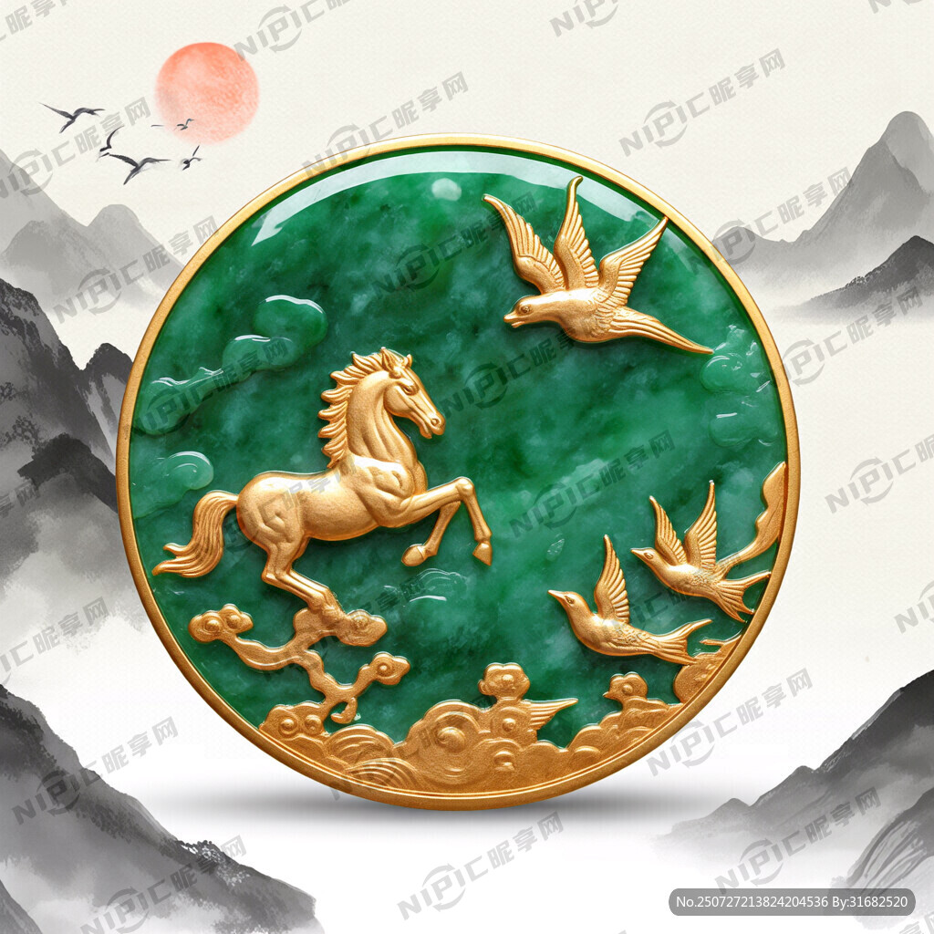 金包玉 马踏飞燕造型 3D渲染