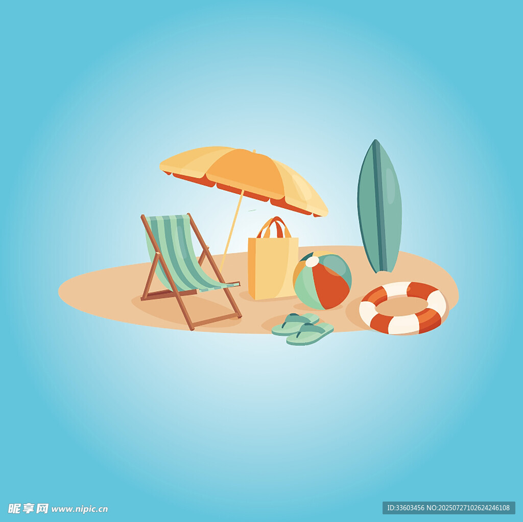 夏日沙滩休闲场景