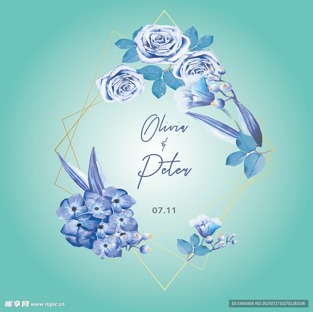 蓝调花卉装饰图案设计